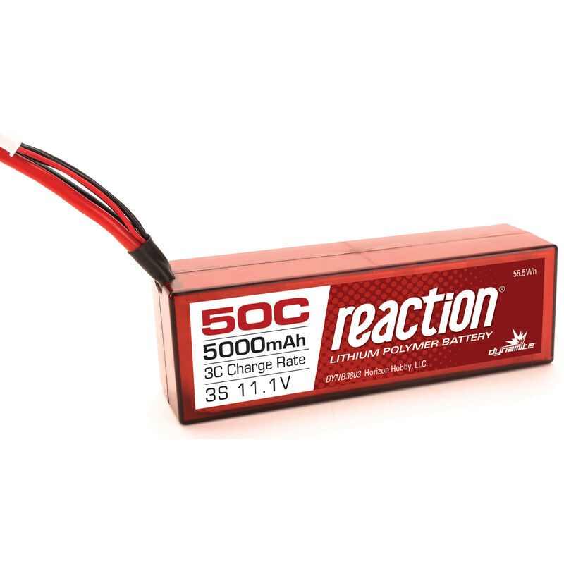 Reaction 11.1V 5000mAh 3S 50C LiPo Battery: Hardcase, EC3