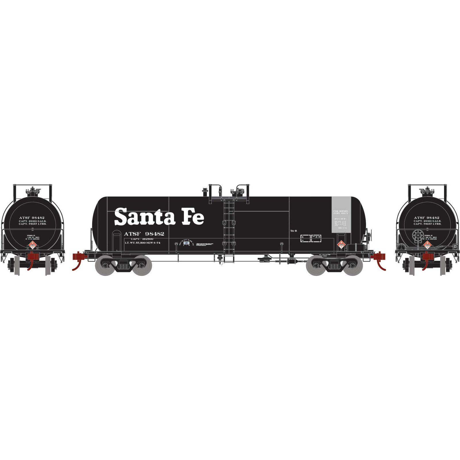 HO RTR RTC 20,900 Gallon Tank, ATSF #98482