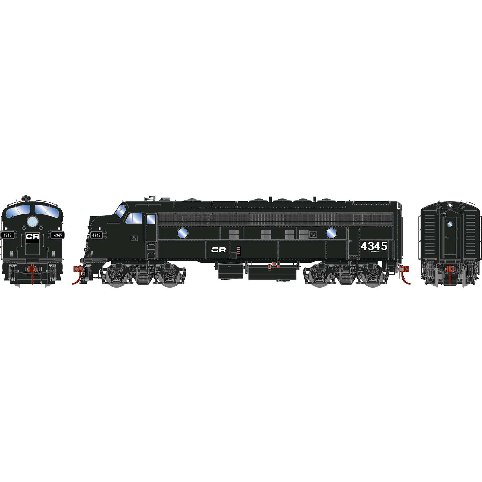 HO FP7 Locomotive with DCC & Sound, CR #4345