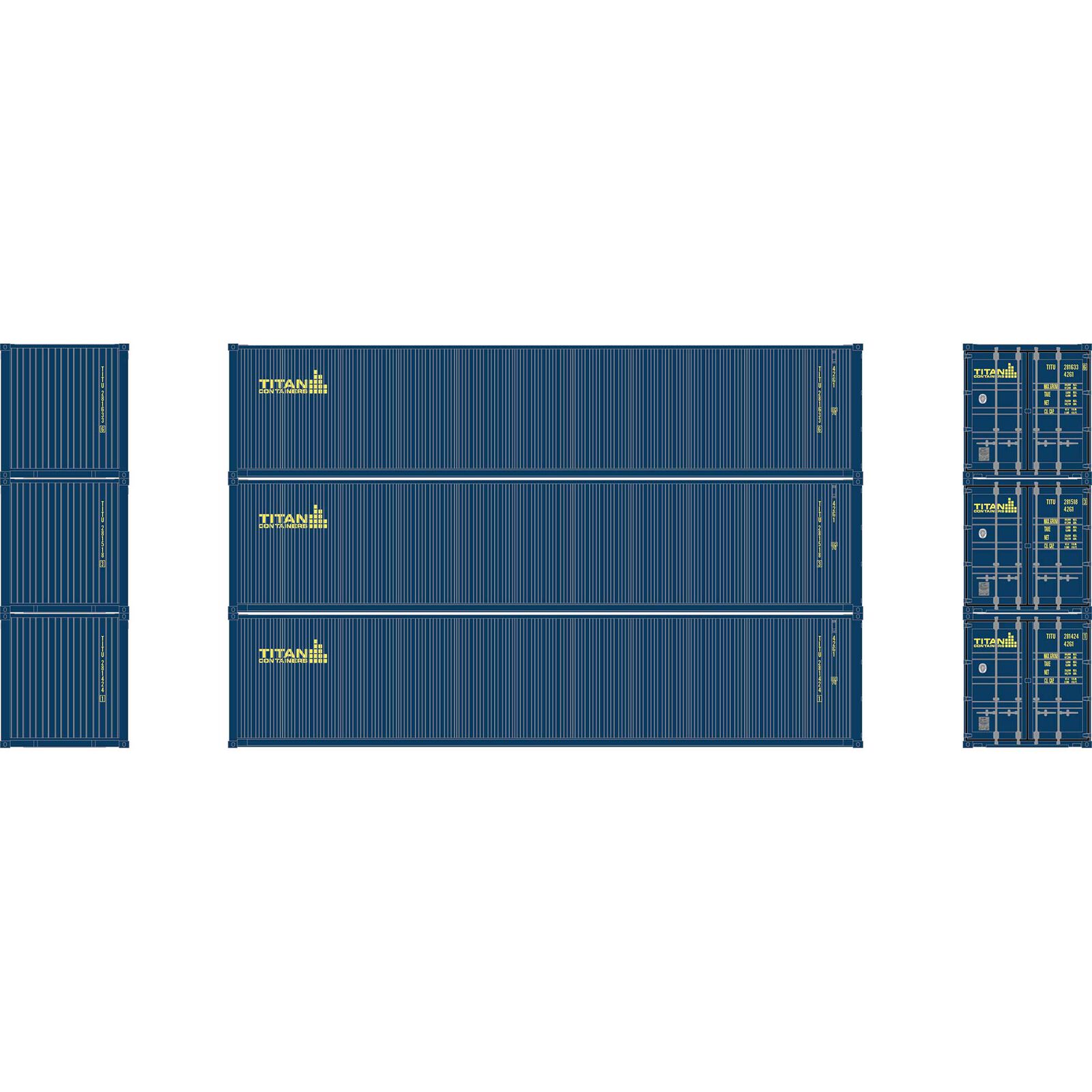 HO ATH 40' Corrugated Low-Cube Container, TITU #281424 1/281518 3/281633 6 (3)