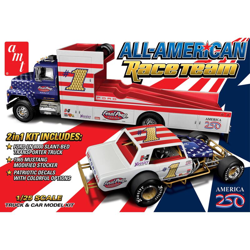 AMT 1/25 All American Race Team Ford LN 8000 Transported & 1965 Modified Mustang Model Kit