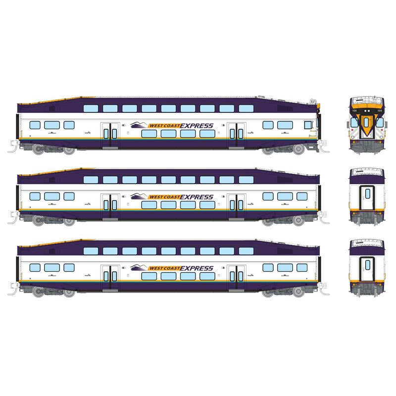 N Bilevel Commuter Car: West Coast Express: Set #1 (Cab: 108 Coaches: 304 308)
