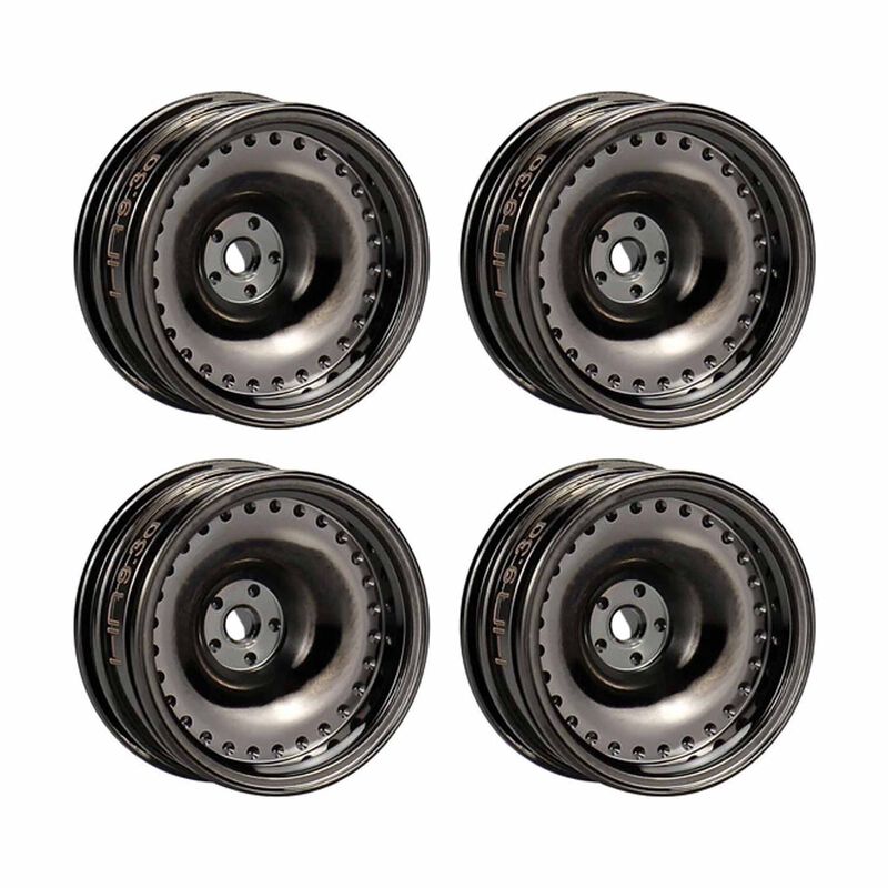 .7" Brass CL 9.3g Wheels, 1/30 Axial SCX30, Black Chrome (4)