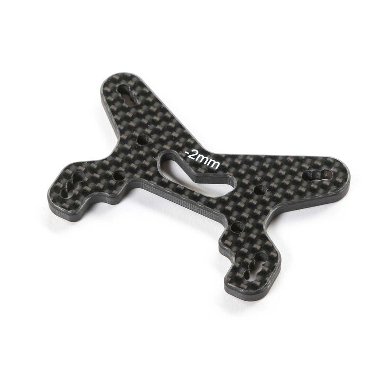 Team Losi Racing Carbon Front Shock Tower, -2mm: 22X-4 2.0