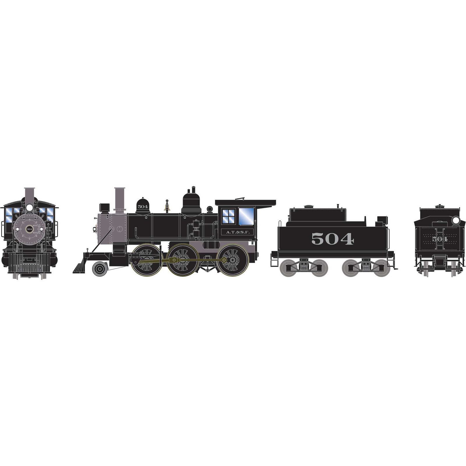 HO 2-6-0 Steam Locomotive, ATSF #504