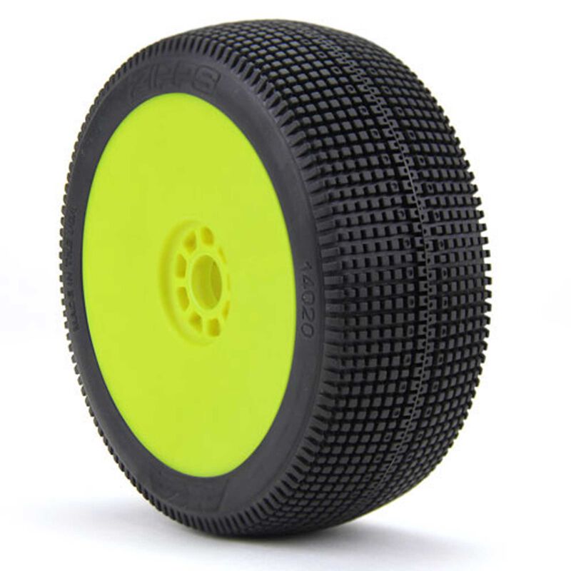 1/8 Zipps Super Soft Long Wear Pre-Mounted Tires, Yellow EVO Wheels (2): Buggy