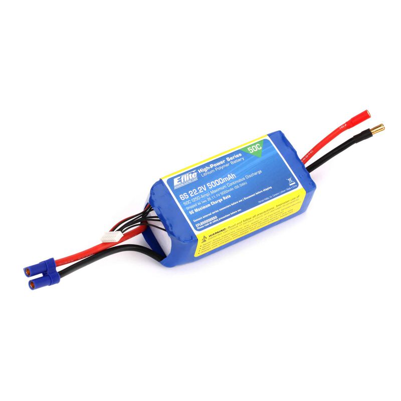22.2V 5000mAh 6S 50C LiPo Battery: EC5
