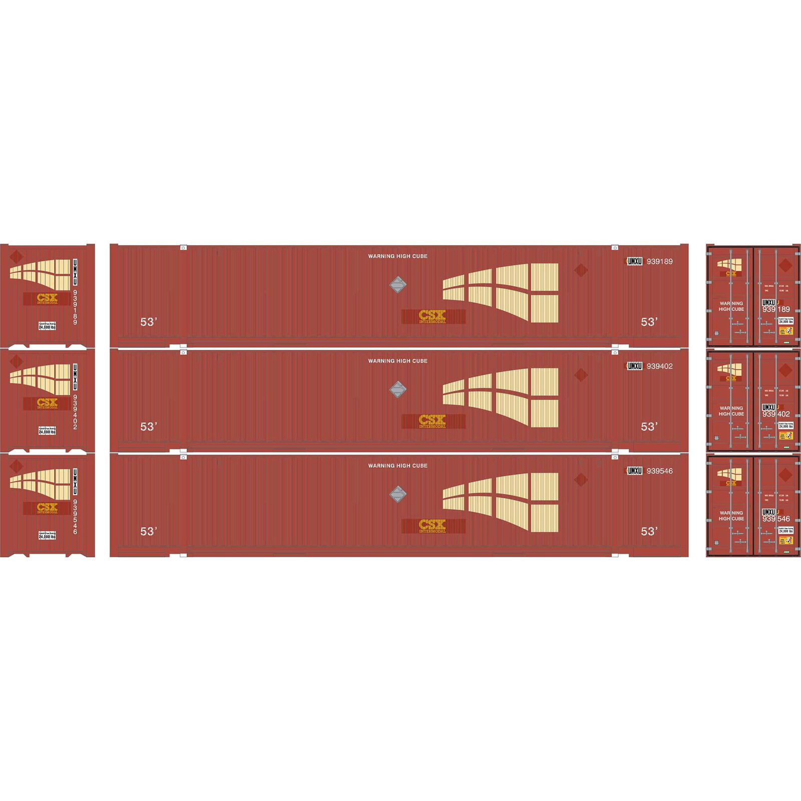 HO ATH 53' Jindo Containers, UMXU #939189/939402/939546 (3)