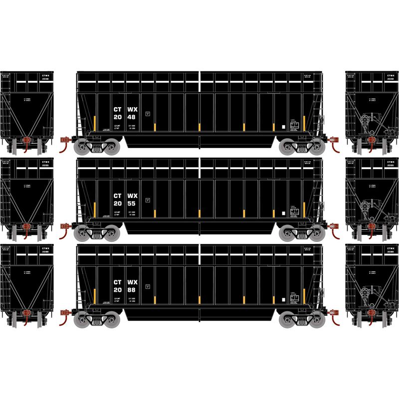 HO ATH Berwick Bathtub Extended Side Gondola, CTWX #2048/2055/2088 (3)