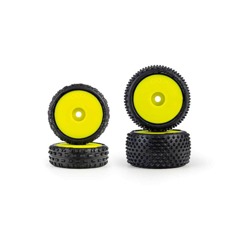 Pro-Line Racing 1/24 Wedge Front and Prism Rear Carpet Tires Mounted 7mm, Yellow (4): Losi Micro-B