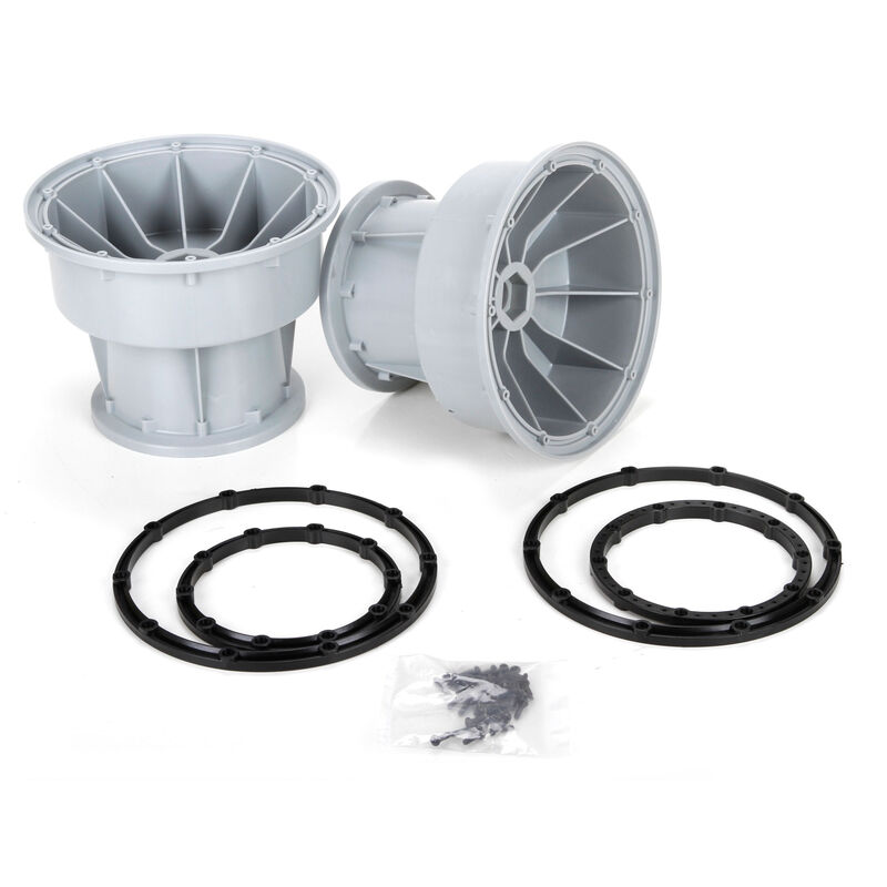 Silver Wheel & Black Bead Lock Rings (2)  MTXL