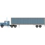 HO Kenworth Tractor & Trailer, Blue-Metallic