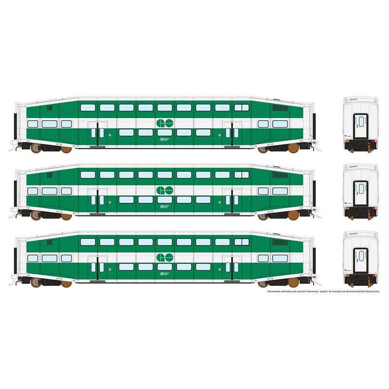 HO BiLevel Commuter Car - GO - Early: Set #3