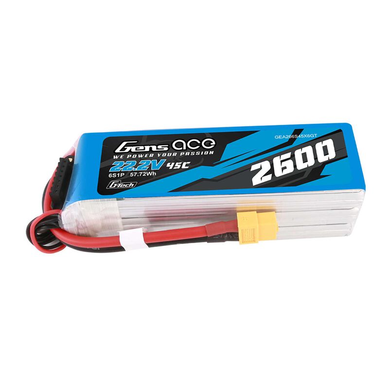 22.2V 2600mAh 6S 45C G-Tech Smart Lipo Battery: XT60