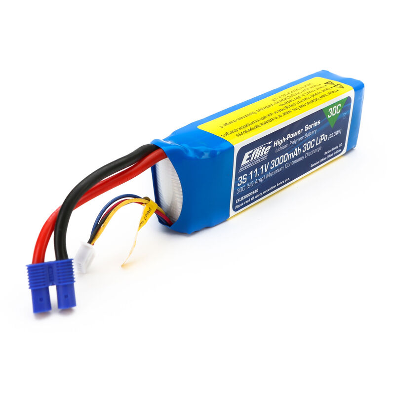 11.1V 3000mAh 3S 30C LiPo Battery: EC3
