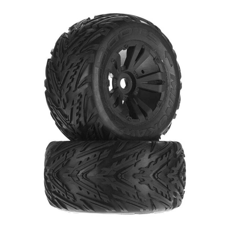 1/8 Minokawa MT 6S Front/Rear 3.8 Pre-Mounted Tires, 17mm Hex, Black (2)