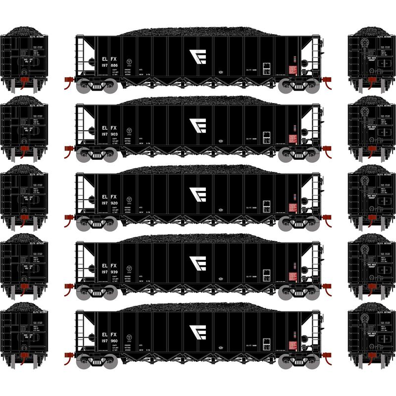 HO RTR 5-Bay Rapid Discharge Hopper, ELFX #2 (5)