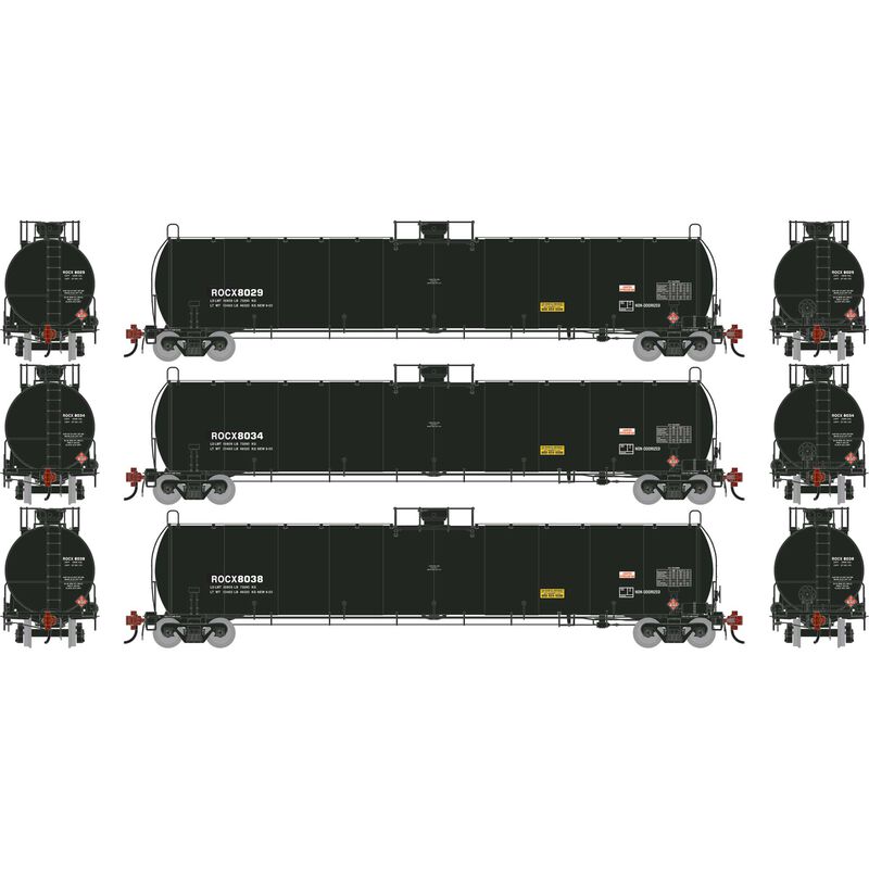 HO UTC 33K LPG Tank Car- Early, ROCX Primed For Grime #8029/8034/8038 (3)