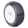 1/8 Gridiron II Soft Long Wear Pre-Mounted Tires, White EVO Wheels (2): Buggy