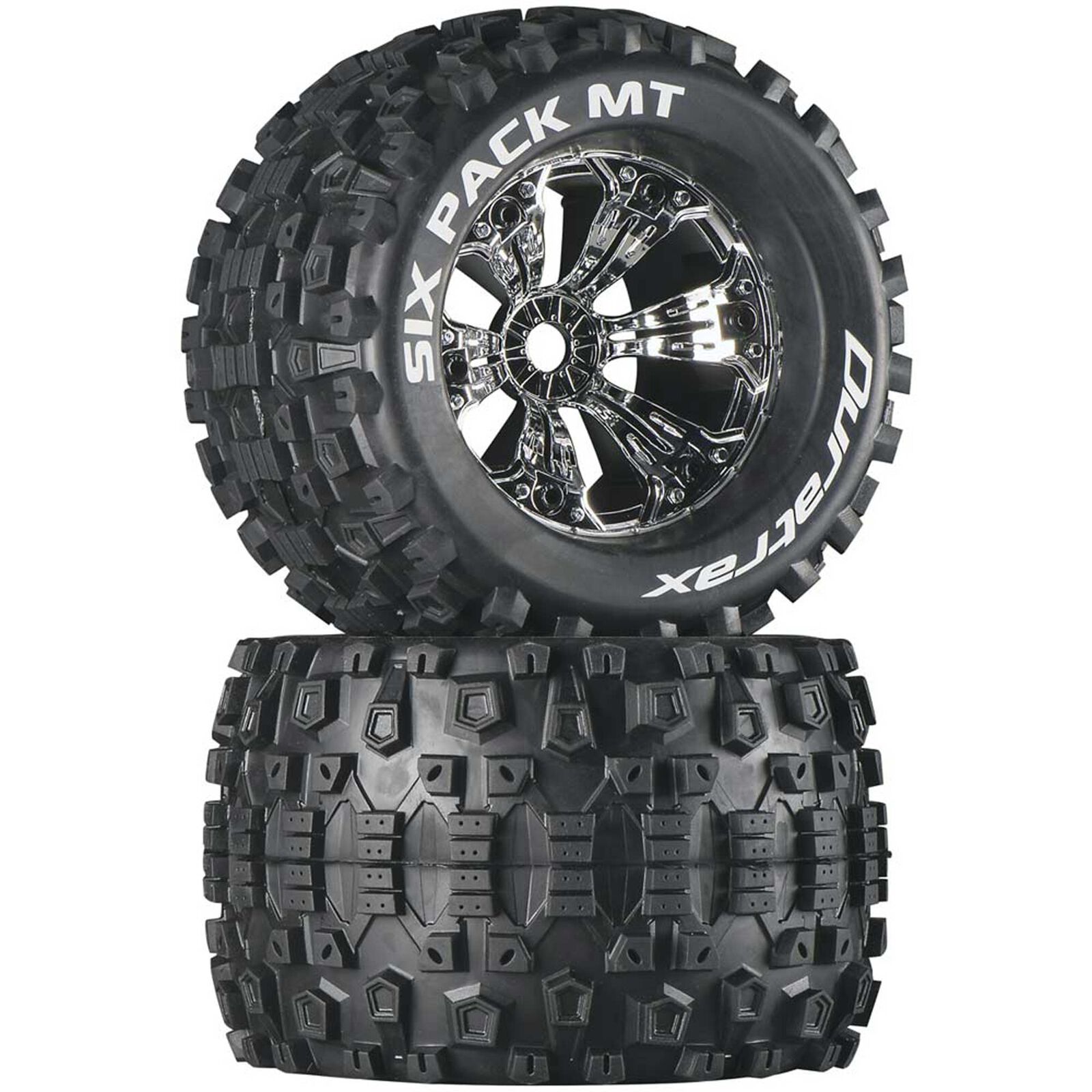 Six-Pack MT 3.8" Mounted 1/2" Offset  Tires, Chrome (2)