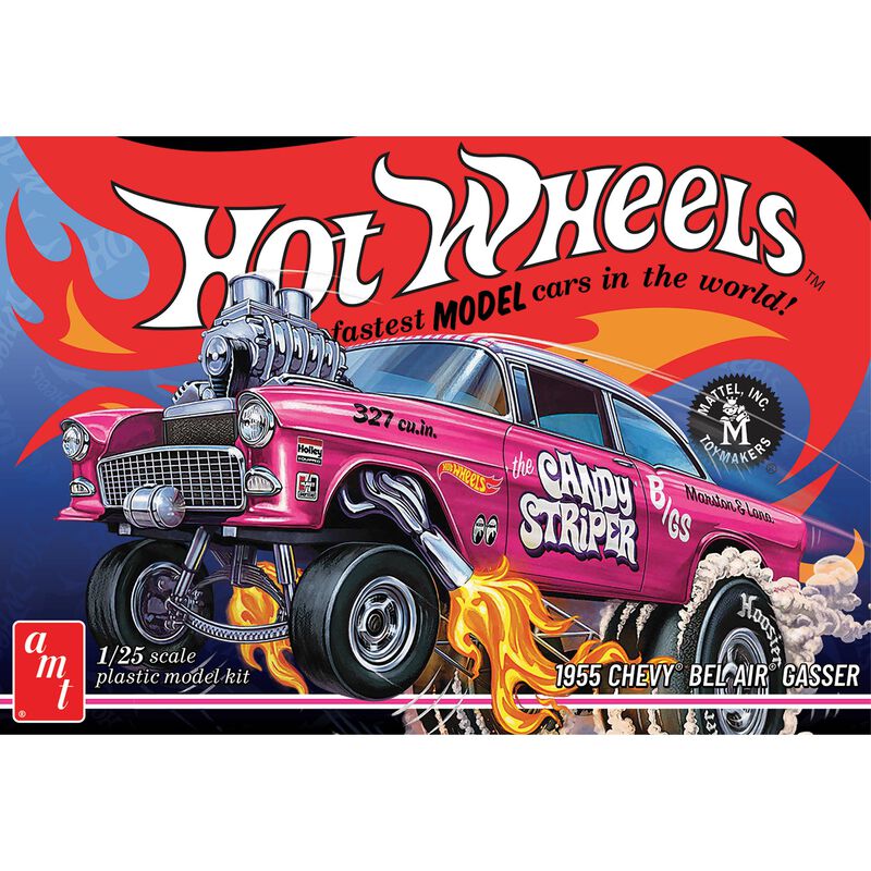 AMT 1/25 Hot Wheels Candy Striper's 1955 Chevy Bel Air Gasser Model Kit
