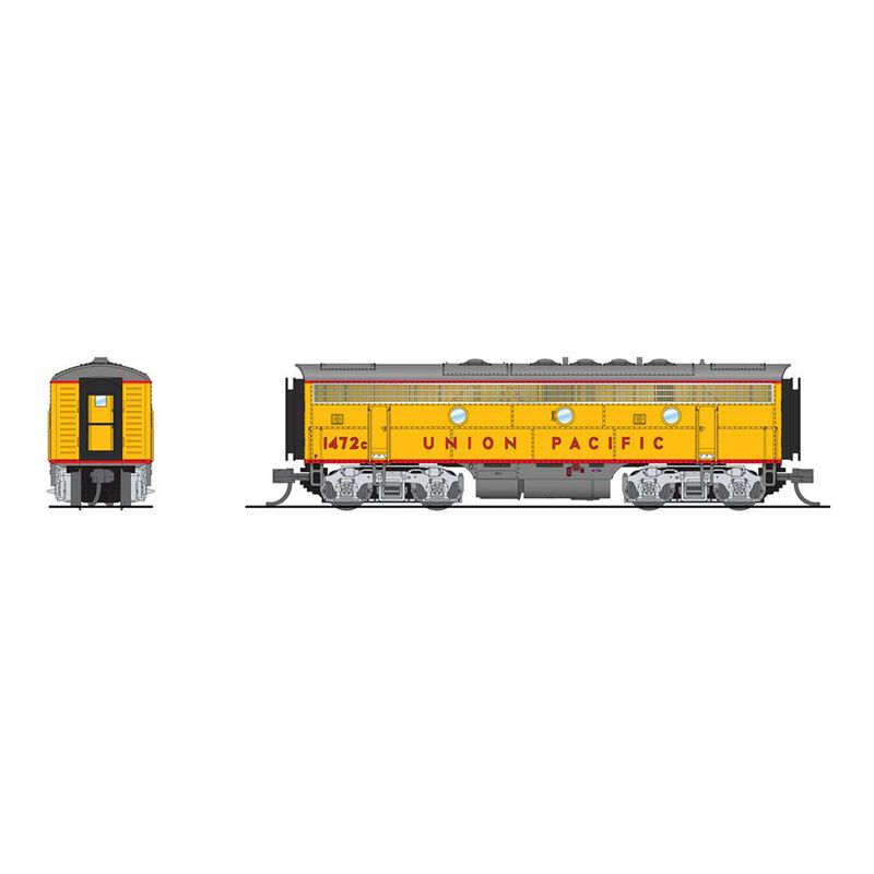 N EMD F7B Locomotive, UP 1468B, Yellow & Gray