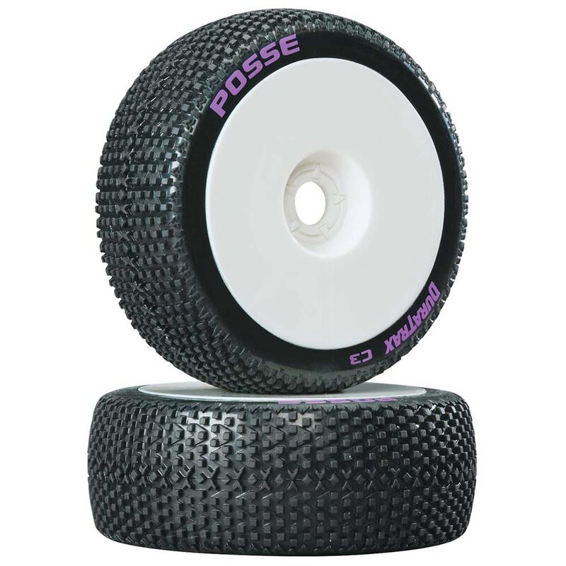 Posse 1/8 C3 Mounted Buggy Tires, White (2)