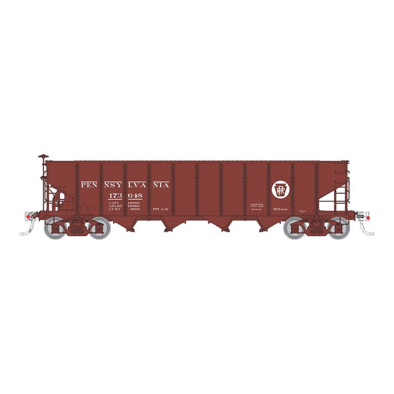 HO H21A 4-Bay Hopper with K Brakes: PRR - Red, Circle Keystone: Single Car