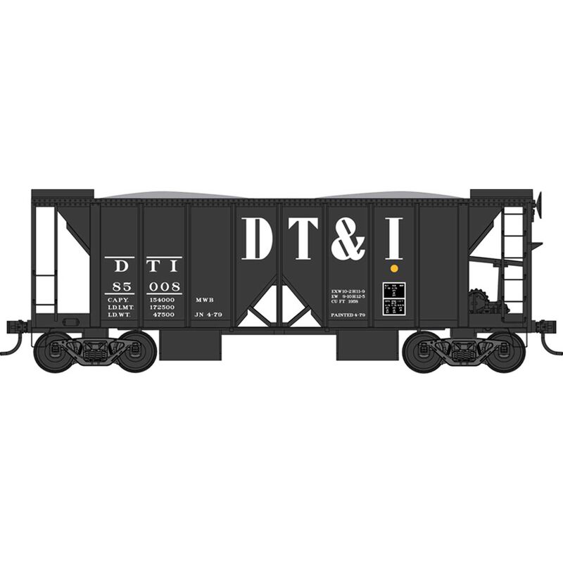 HO 70 Ton 2 Ballast Car with Side Chutes, DT&I 85000