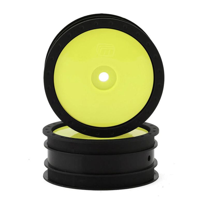 Whitz Racing 1/10 Whiplash 2.2" Front Sprint Car Wheels with Wheel Covers, Yellow (2)