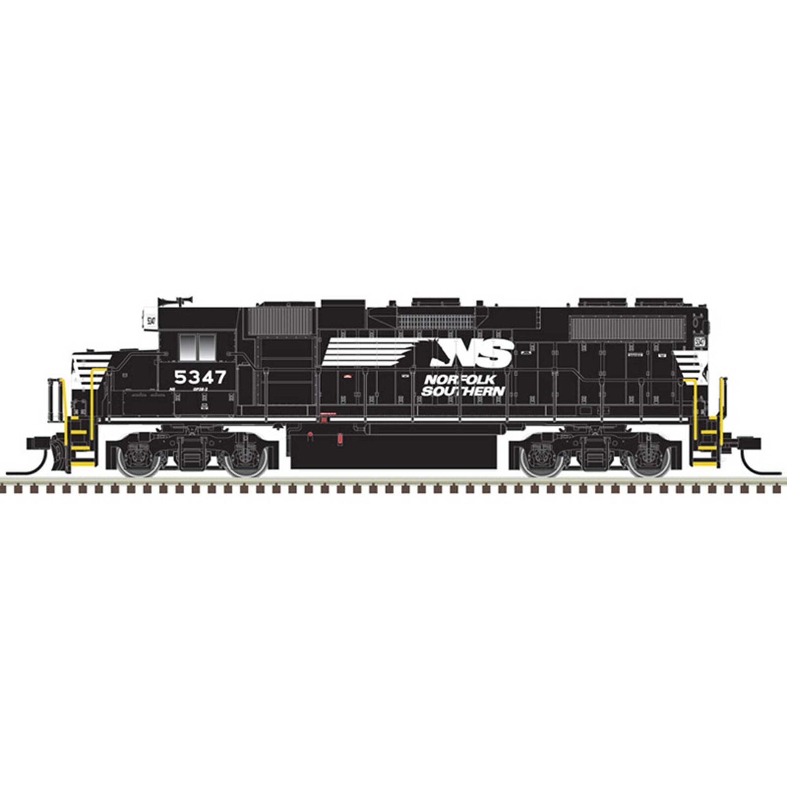 N GP38-2 Phase II Norfolk S 5347, Black/White/Silver