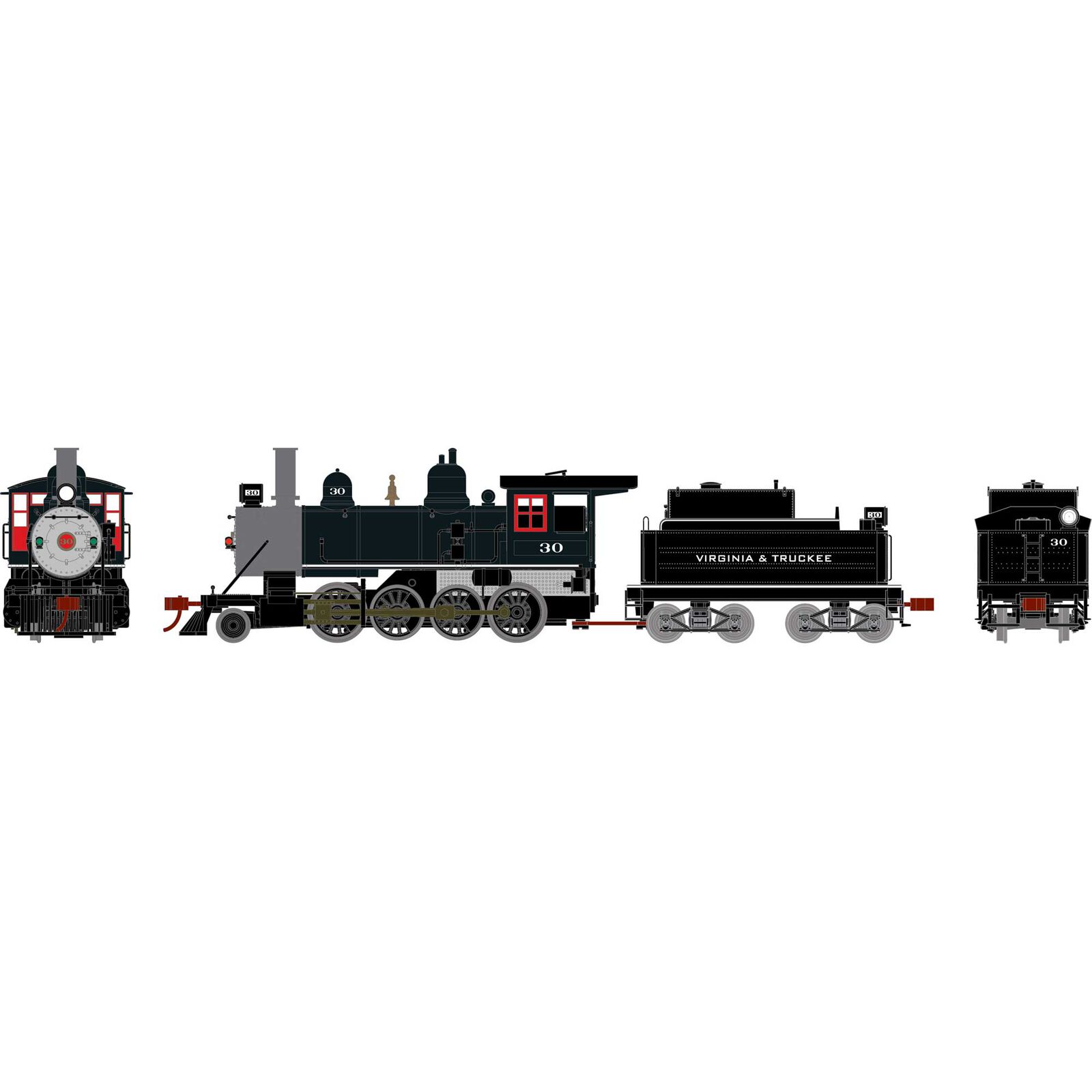 HO Old Time 2-8-0 Locomotive with DCC & Sound, V&T #30