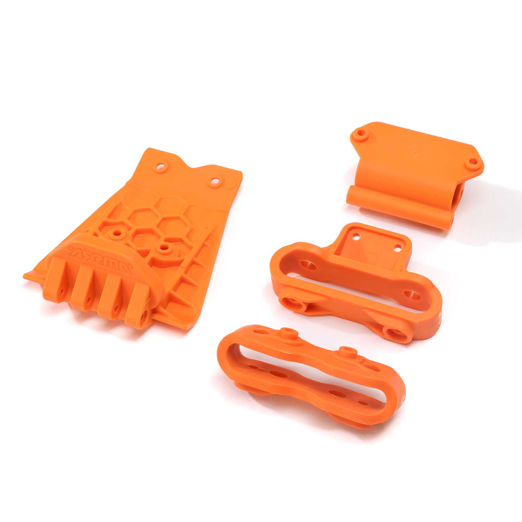 ARRMA Lower Skid And Bumper Mount Set, Orange | Tower Hobbies
