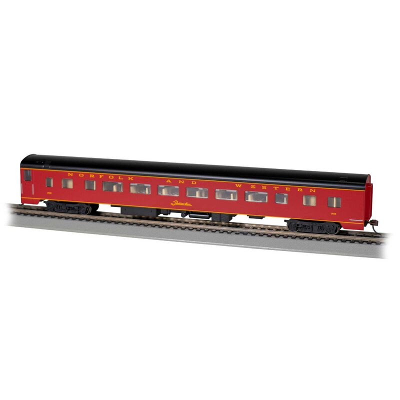 HO 85' Smooth-Side Coach Passenger Car w/ Lighted Interior - Norfolk & Western #1732