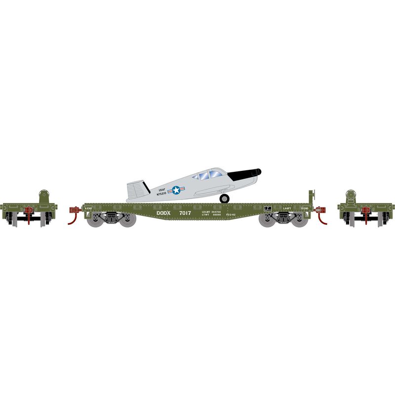 HO 40' Flat Car with Plane, DODX, USAF #7017