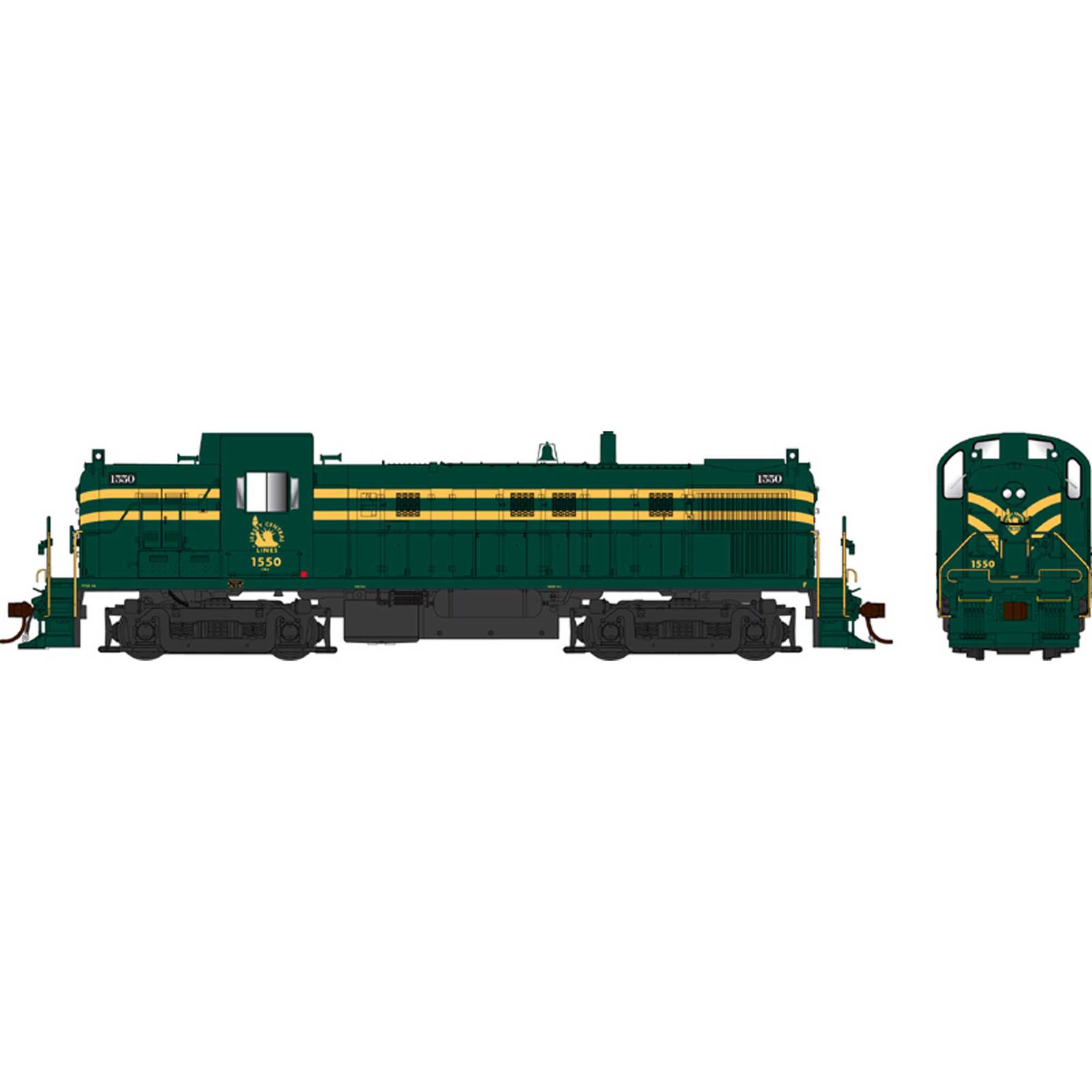 HO RS-3 Phase 2 Locomotive with DCC & Sound, CNJ Green Stripe #1550
