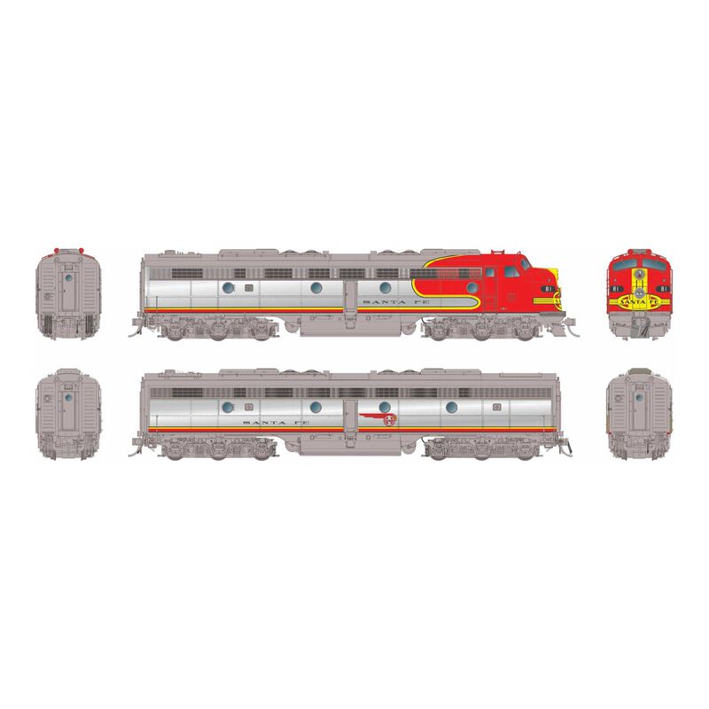 HO EMD E8A + E8B (DC/Silent): AT&SF - Warbonnet: #81L + 81A