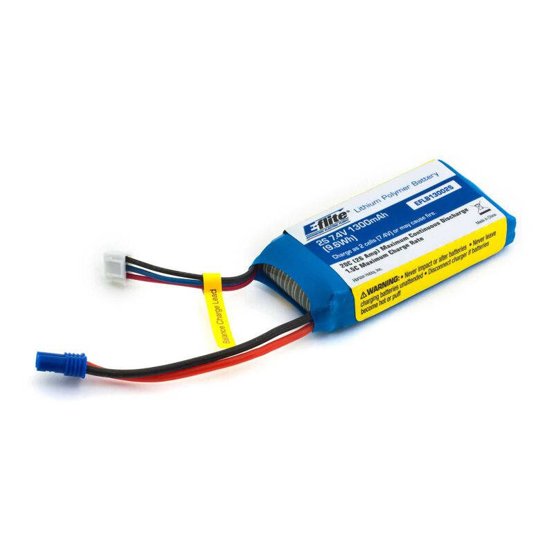 7.4V 1300mAh 2S 20C LiPo Battery: EC2