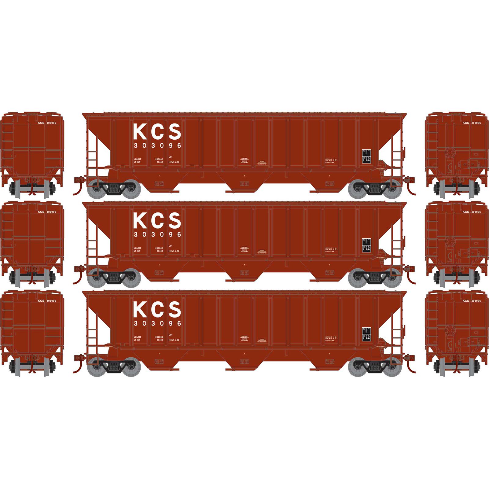 HO PS4740 Covered Hopper, KCS #303096/303107/303124