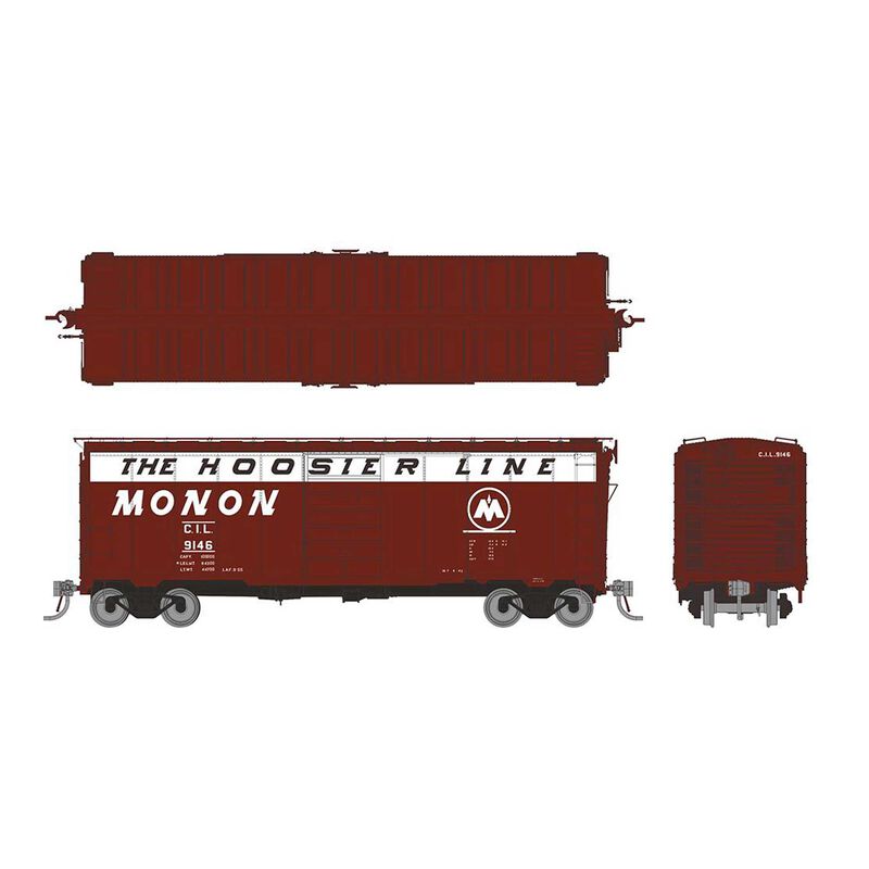 HO 1937 AAR 40ft Boxcar - Round corner: CIL Monon