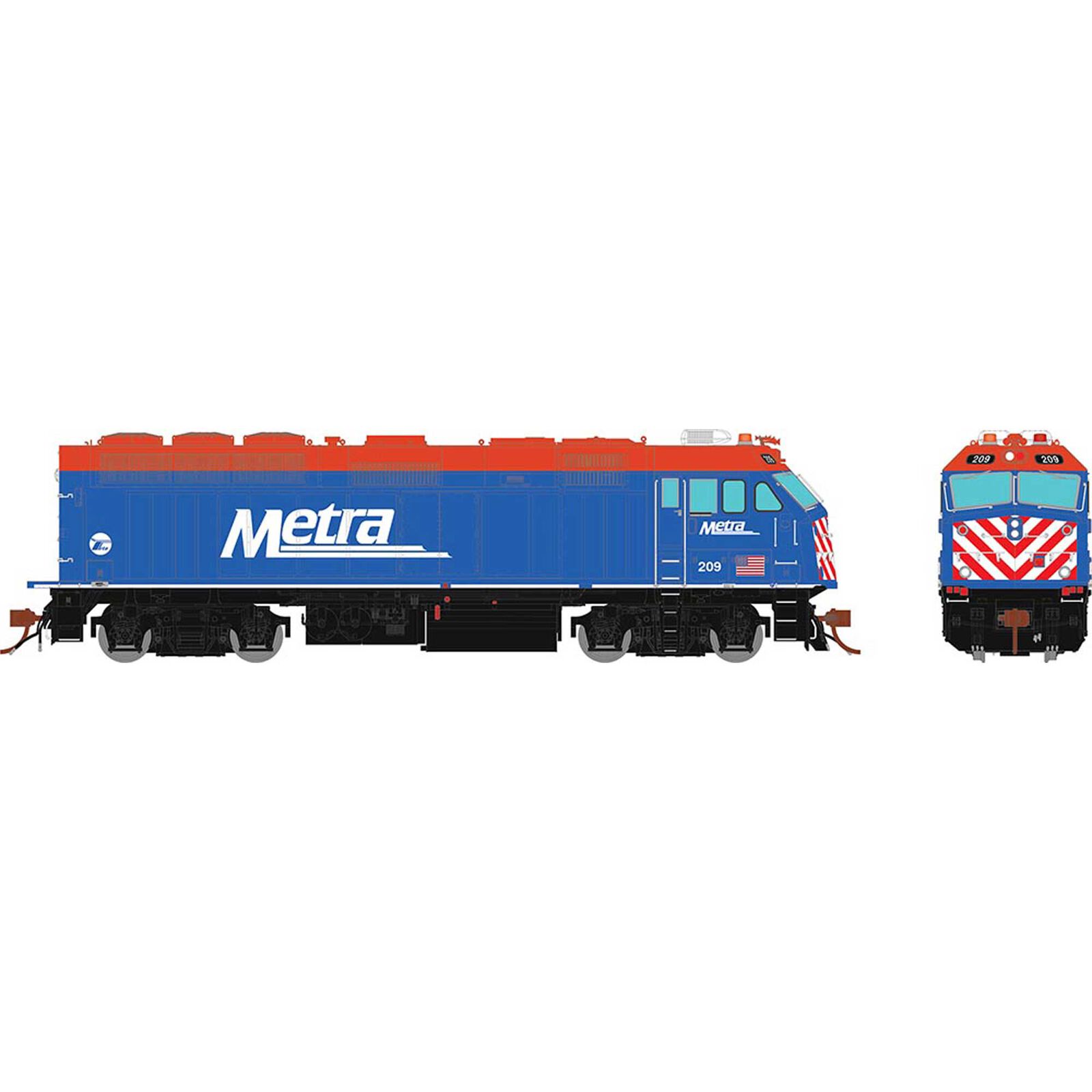 HO F40PHM-2 Locomotive with DCC Metra Blue #209