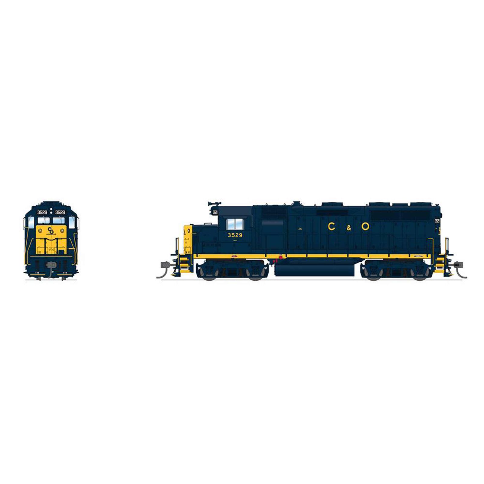 HO EMD GP35 Locomotive, C&O 3529, with Yellow Nose