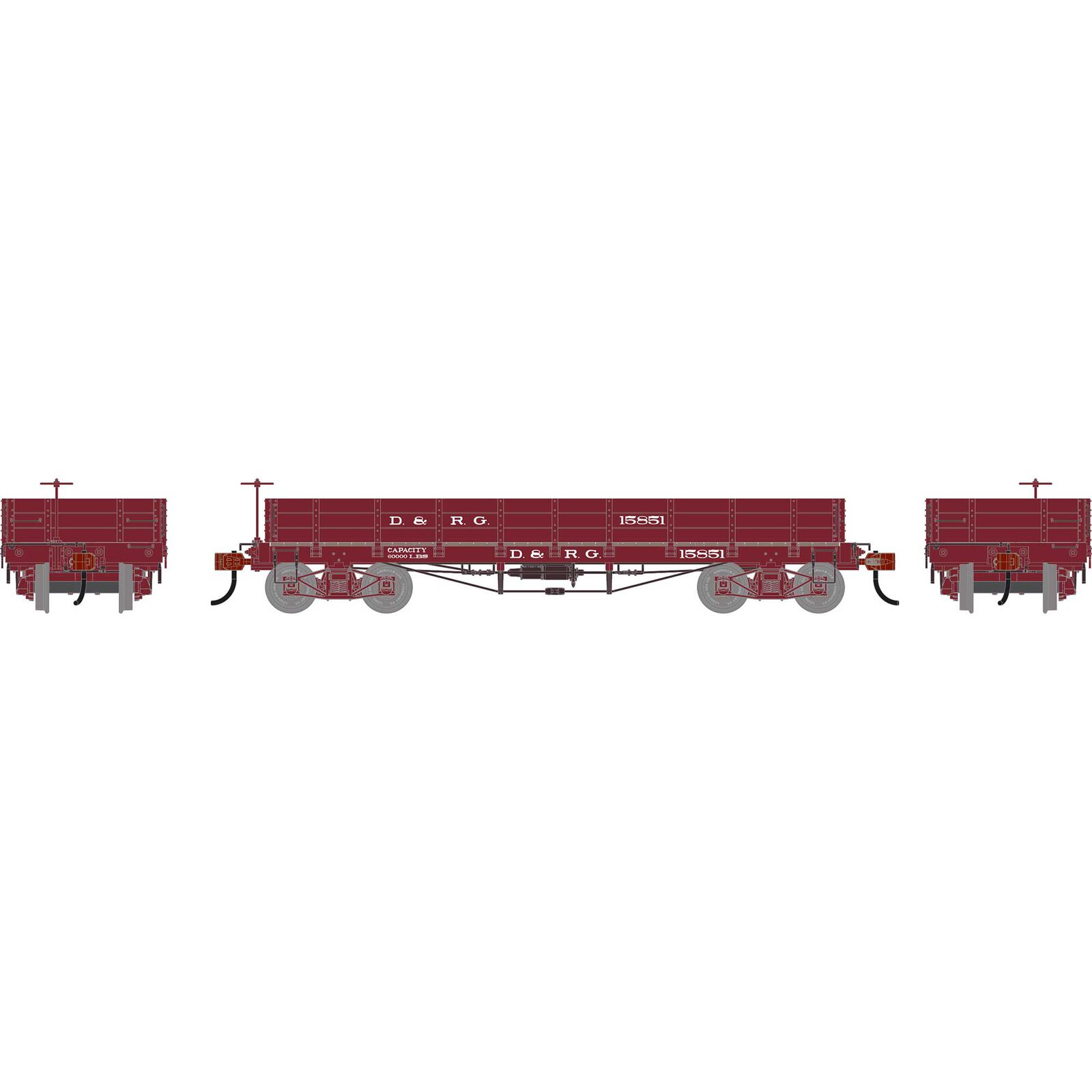 HO ATH 36' Low Side Gondola w/ Drop Gates, DRGW #851