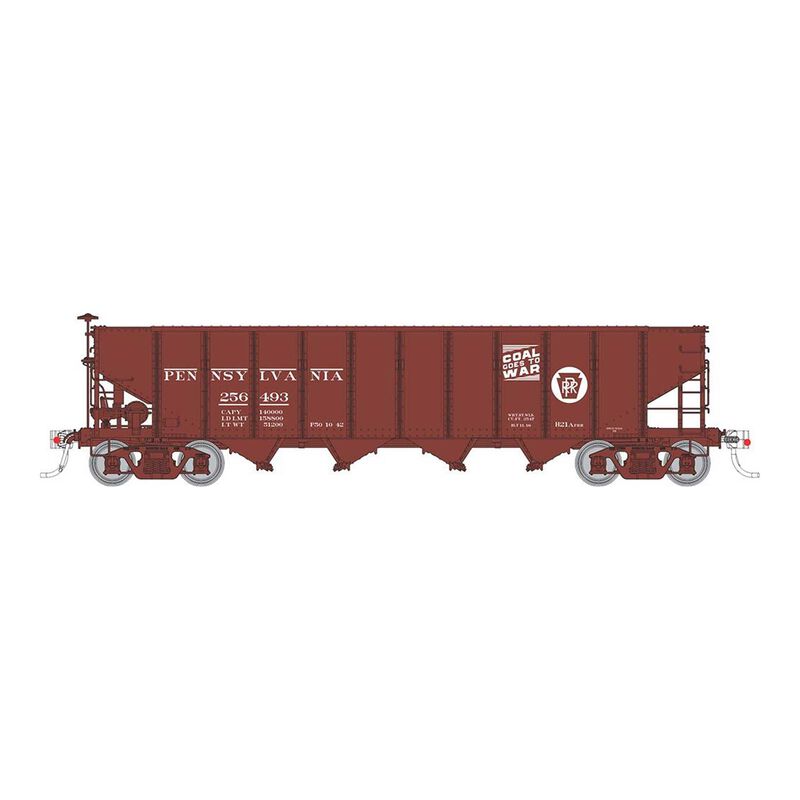 HO H21A 4-Bay Hopper: PRR - Red, Circle Keystone with Coal Slogan (6)