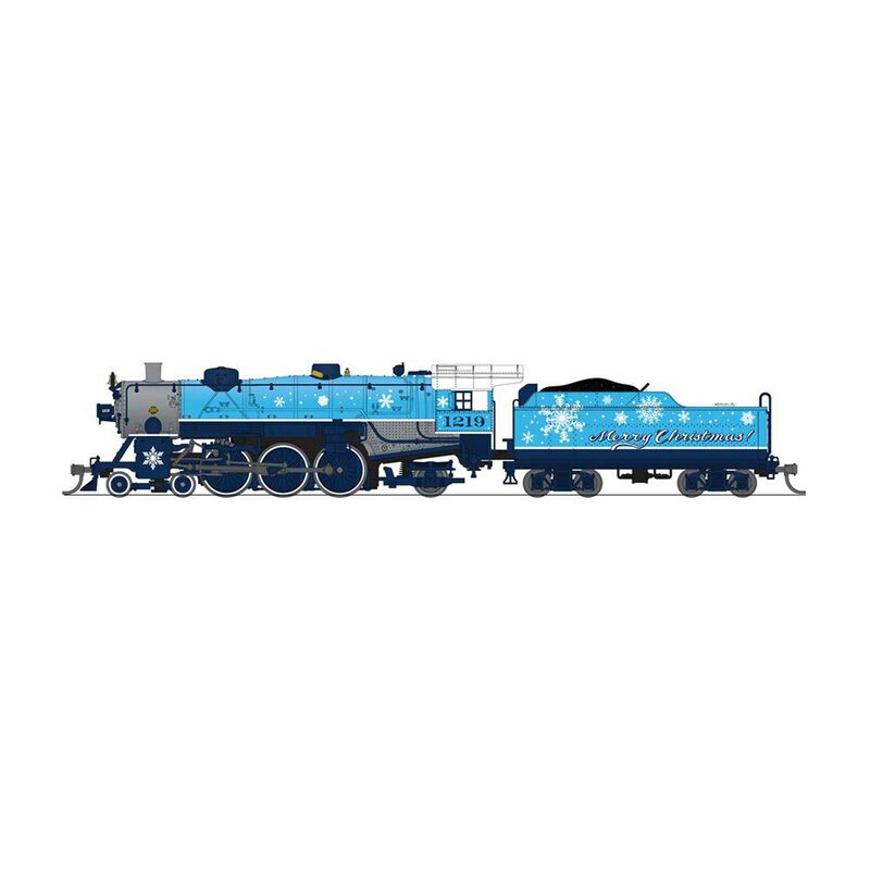 N Light Pacific 4-6-2 Steam Locomotive, "Merry Christmas" Blue & White, with Paragon4