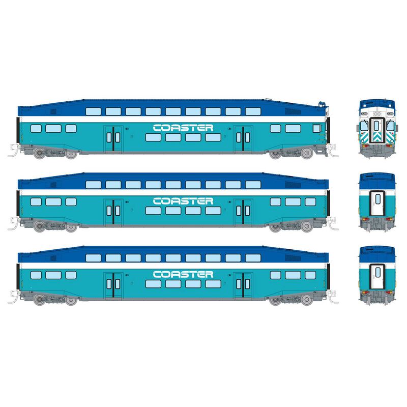 N Bilevel Commuter Car: Coaster - Early: Set #2 (Cab: 2310 Coaches: 2502 2503)