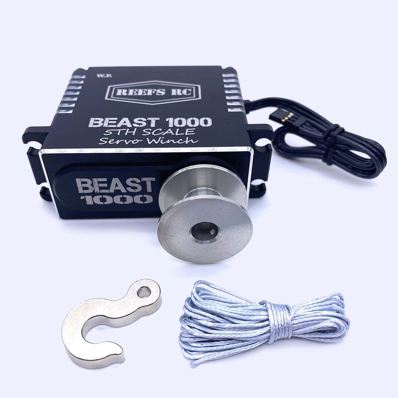 BEAST 1000 Winch Servo with Spool, Hook, & Synthetic Line: 1/5 Scale