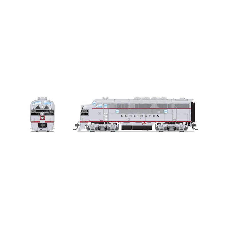 HO EMD F3A Locomotive, CBQ 9960C, Aluminum, Black Nose Stripes