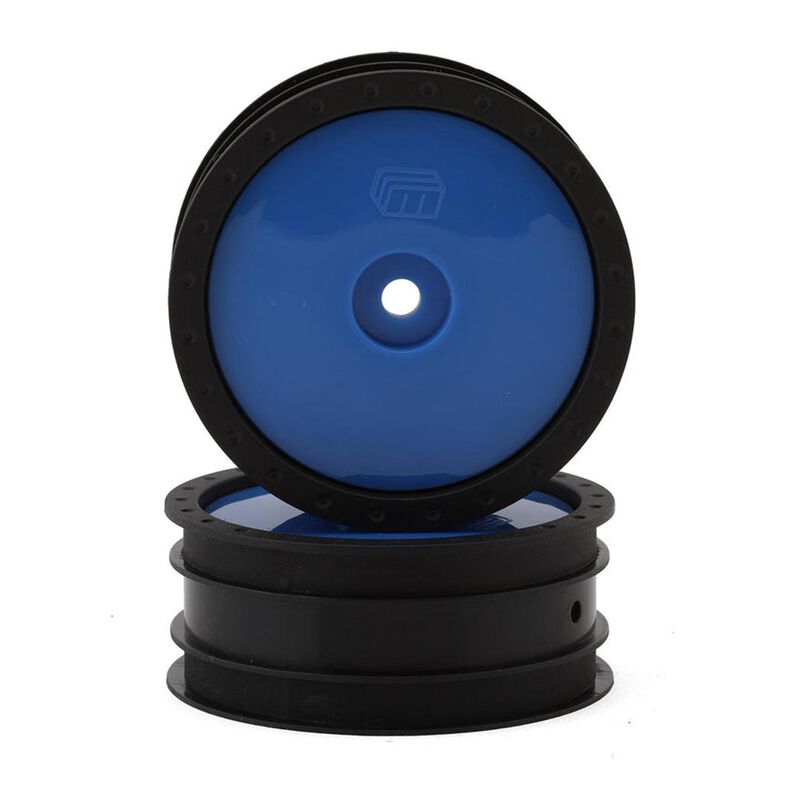 Whitz Racing 1/10 Whiplash 2.2" Front Sprint Car Wheels with Wheel Covers, Blue (2)
