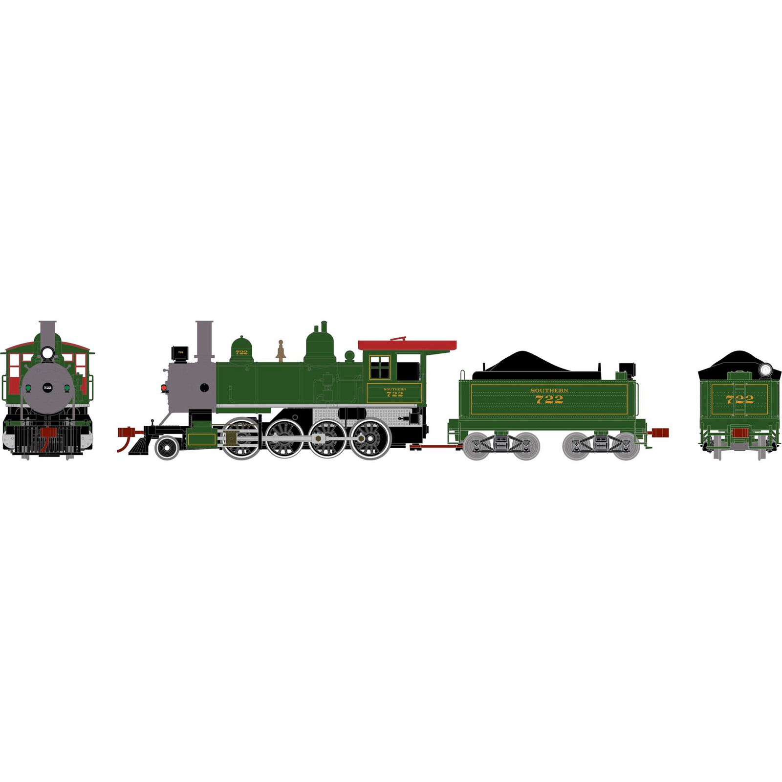 HO Old Time 2-8-0 Locomotive with DCC & Sound, SOU #722